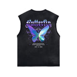 Vintage Washed Butterfly Printed Tank-INNBLAC Fashion Apparel