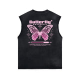 Vintage Washed Butterfly Printed Tank-INNBLAC Fashion Apparel