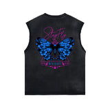 Vintage Washed Butterfly Printed Tank-INNBLAC Fashion Apparel