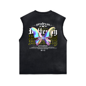 Vintage Washed Butterfly Printed Tank-INNBLAC Fashion Apparel