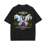 Vintage Washed Butterfly Printed Tee-INNBLAC Fashion Apparel