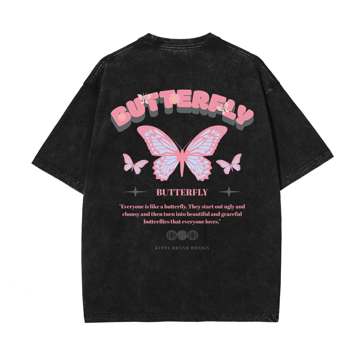 Vintage Washed Butterfly Printed Tee-INNBLAC Fashion Apparel