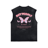 Vintage Washed Butterfly Printed Tank-INNBLAC Fashion Apparel