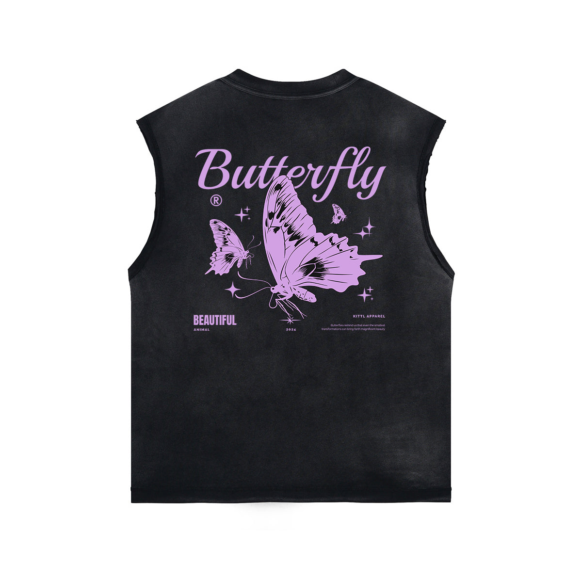 Vintage Washed Butterfly Printed Tank-INNBLAC Fashion Apparel