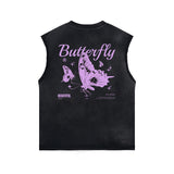 Vintage Washed Butterfly Printed Tank-INNBLAC Fashion Apparel