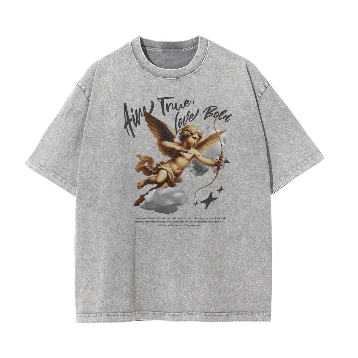 Gray Cute Cupid Cartoon Graphic Tee-INNBLAC Fashion Apparel