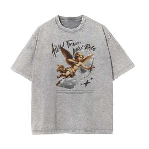 Gray Cute Cupid Cartoon Graphic Tee-INNBLAC Fashion Apparel