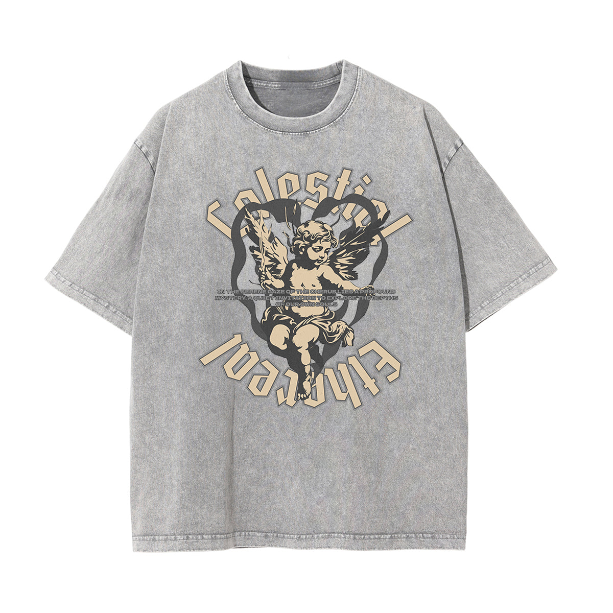 Gray Cute Cupid Cartoon Graphic Tee-INNBLAC Fashion Apparel