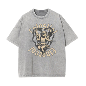 Gray Cute Cupid Cartoon Graphic Tee-INNBLAC Fashion Apparel