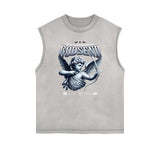 Gray Cute Cupid Cartoon Graphic Sleeveless Tee-INNBLAC Fashion Apparel