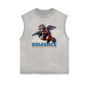 Gray Cute Cupid Cartoon Graphic Sleeveless Tee-INNBLAC Fashion Apparel