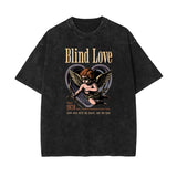 Stone Wash Cupid Angel Graphic Tee-INNBLAC Fashion Apparel