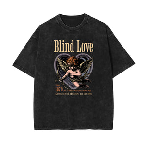 Stone Wash Cupid Angel Graphic Tee-INNBLAC Fashion Apparel