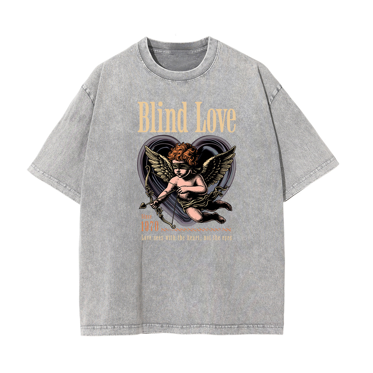 Gray Cute Cupid Cartoon Graphic Tee-INNBLAC Fashion Apparel