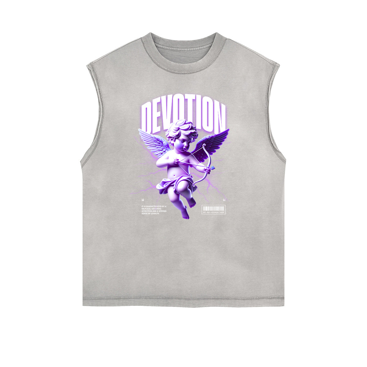 Gray Cute Cupid Cartoon Graphic Sleeveless Tee-INNBLAC Fashion Apparel