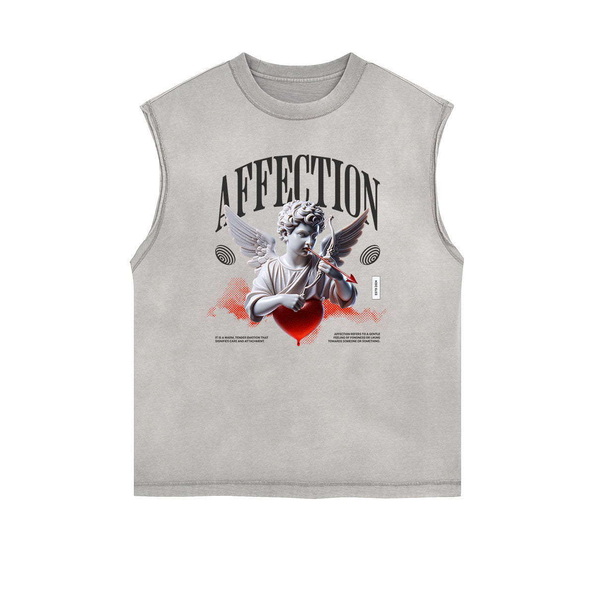 Gray Cute Cupid Cartoon Graphic Sleeveless Tee-INNBLAC Fashion Apparel