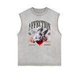 Gray Cute Cupid Cartoon Graphic Sleeveless Tee-INNBLAC Fashion Apparel