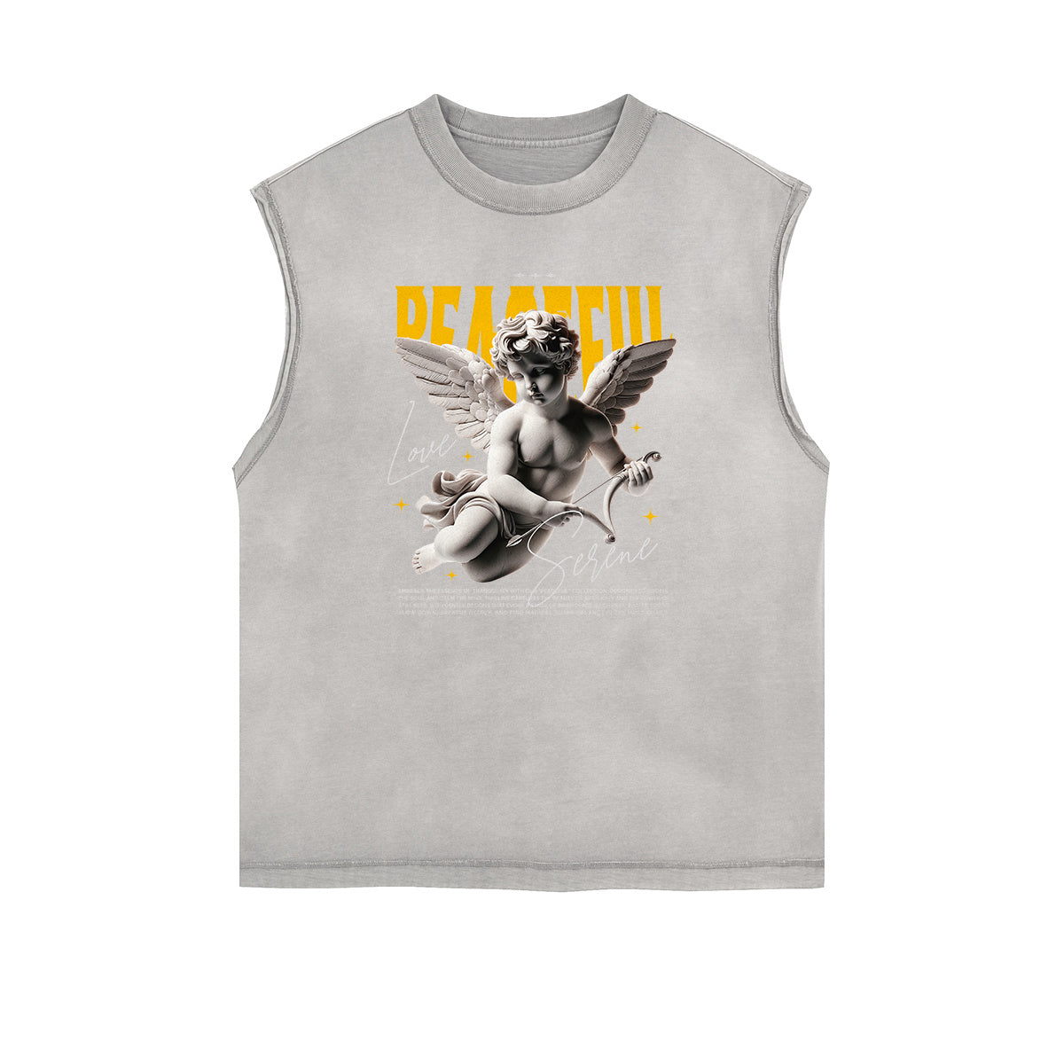 Gray Cute Cupid Cartoon Graphic Sleeveless Tee-INNBLAC Fashion Apparel