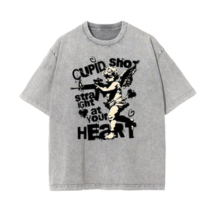 Gray Cute Cupid Cartoon Graphic Tee-INNBLAC Fashion Apparel