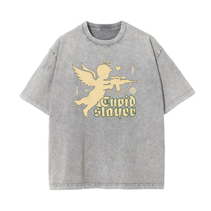 Gray Cute Cupid Cartoon Graphic Tee-INNBLAC Fashion Apparel