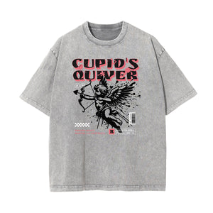 Washed Faded Cupid Sniper Graphic Tee-INNBLAC Fashion Apparel