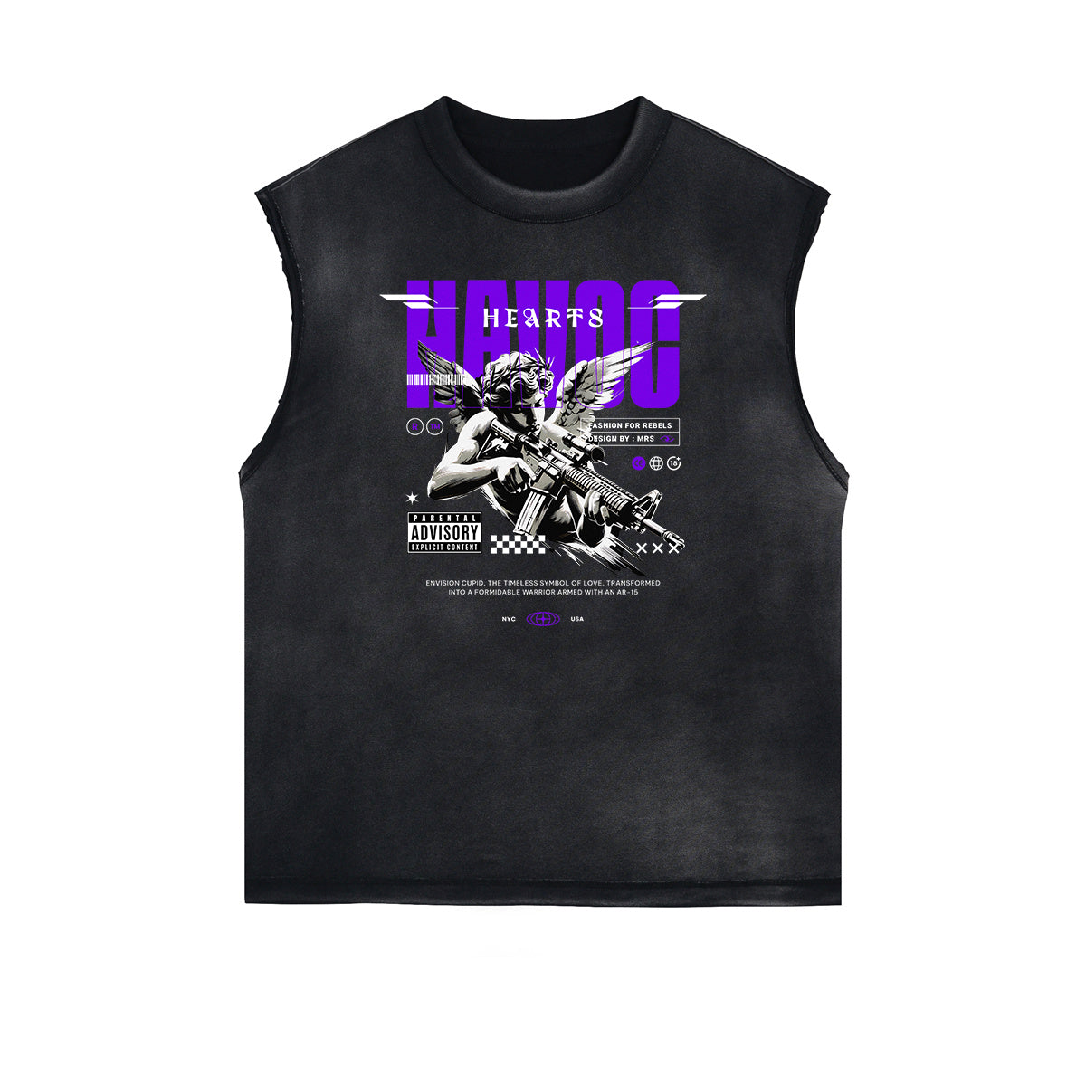 Cupid Sniper Graphic Sleeveless Tee-INNBLAC Fashion Apparel