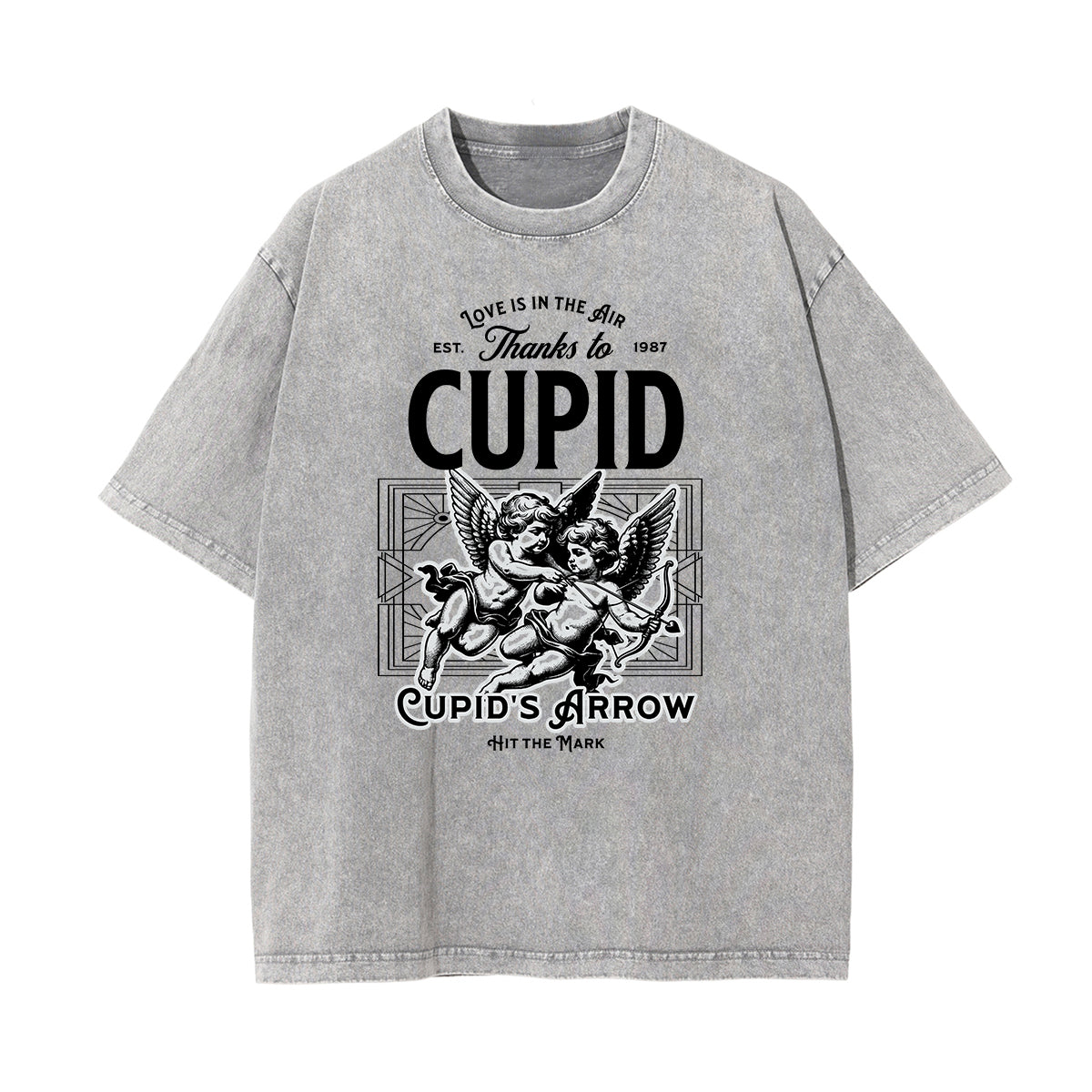 Washed Faded Cupid Sniper Graphic Tee-INNBLAC Fashion Apparel