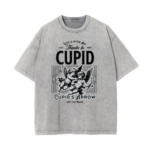 Washed Faded Cupid Sniper Graphic Tee-INNBLAC Fashion Apparel