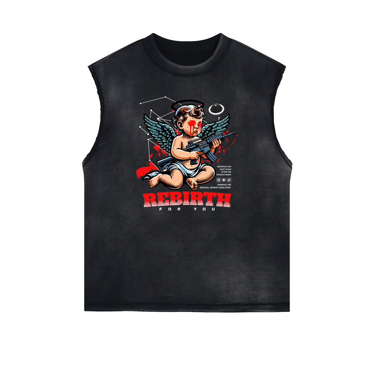 Cupid Sniper Graphic Sleeveless Tee-INNBLAC Fashion Apparel