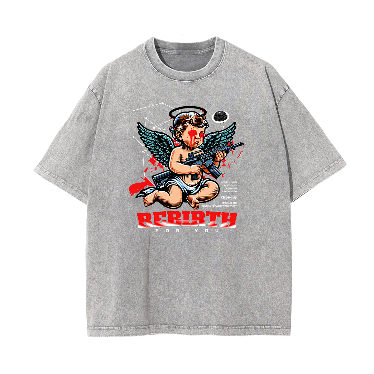 Washed Faded Cupid Sniper Graphic Tee-INNBLAC Fashion Apparel