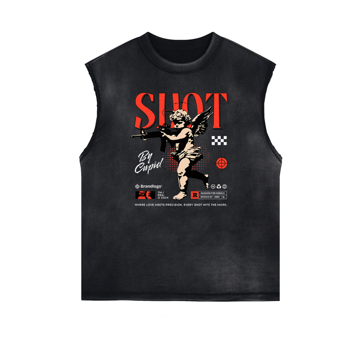 Cupid Sniper Graphic Sleeveless Tee-INNBLAC Fashion Apparel