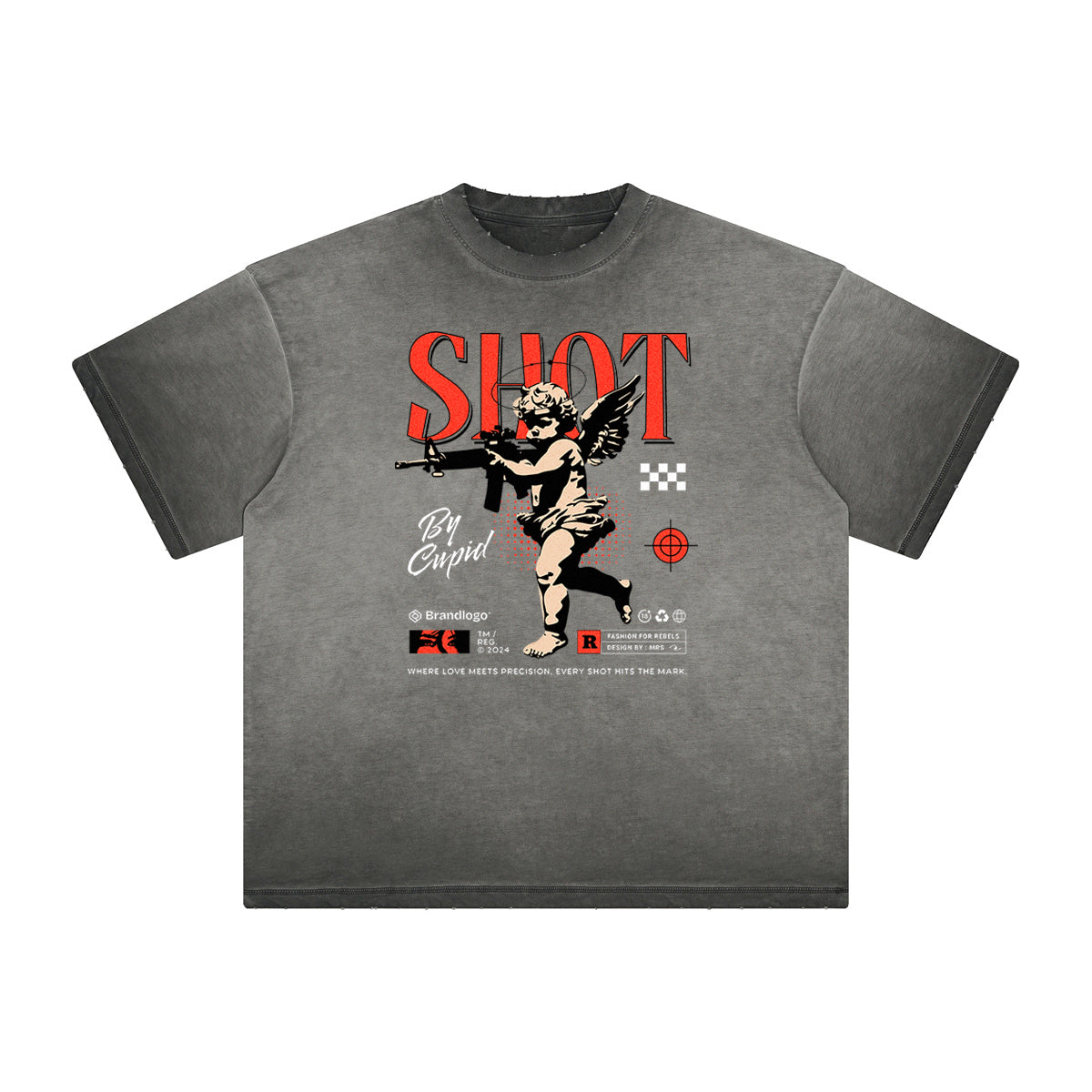 Faded Cupid Sniper Pattern Tee-INNBLAC Fashion Apparel