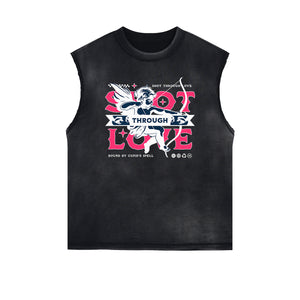 Cupid Sniper Graphic Sleeveless Tee-INNBLAC Fashion Apparel