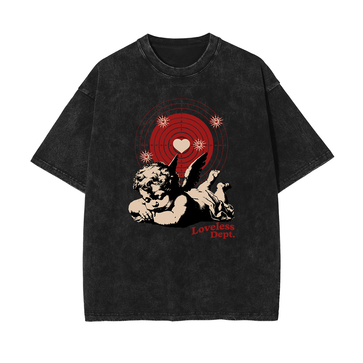 Stone Wash Cupid Sniper Graphic Tee-INNBLAC Fashion Apparel