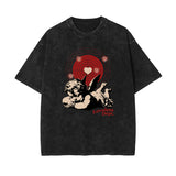 Stone Wash Cupid Sniper Graphic Tee-INNBLAC Fashion Apparel