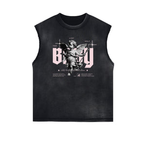 Stone Wash Cupid Sniper Streetwear Tank Top-INNBLAC Fashion Apparel