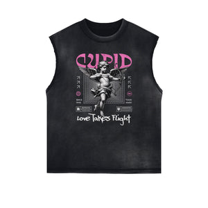 Stone Wash Cupid Sniper Streetwear Tank Top-INNBLAC Fashion Apparel