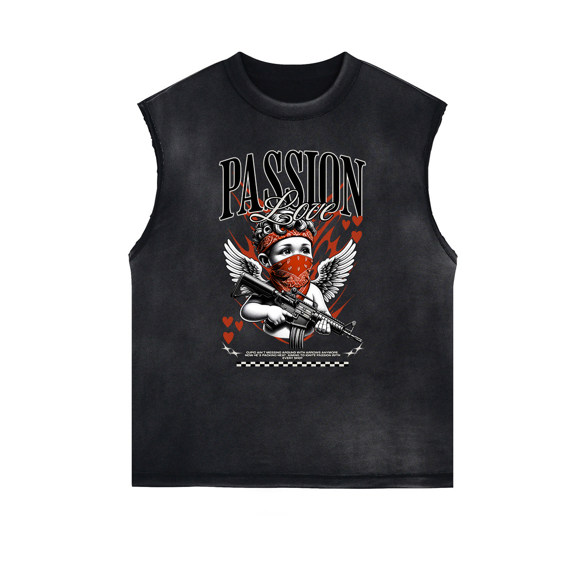 Stone Wash Cupid Sniper Streetwear Tank Top-INNBLAC Fashion Apparel