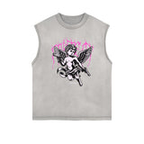 Cupid Sniper Streetwear Graphic Sleeveless Tee-INNBLAC Fashion Apparel