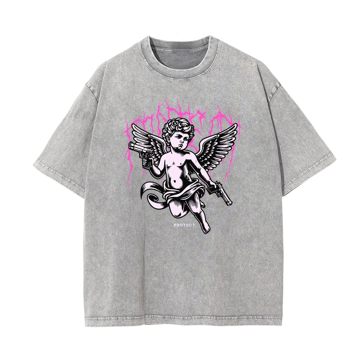 Stone Wash Cupid Sniper Streetwear Tee-INNBLAC Fashion Apparel