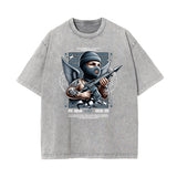 Stone Wash Cupid Sniper Streetwear Tee-INNBLAC Fashion Apparel