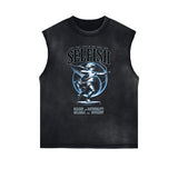 Stone Wash Cupid Sniper Streetwear Tank Top-INNBLAC Fashion Apparel