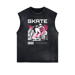 Black Faded Rebel Graphic Tank Top-INNBLAC Fashion Apparel