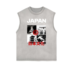 Sleeveless Faded Streetwear T Shirt-INNBLAC Fashion Apparel