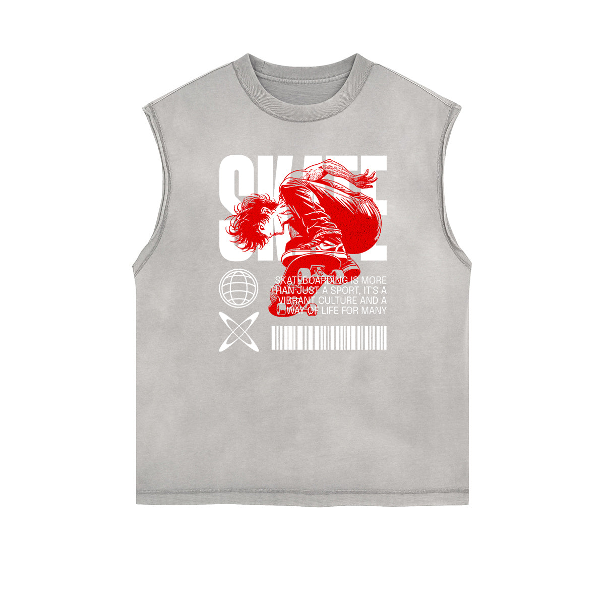 Sleeveless Faded Streetwear T Shirt-INNBLAC Fashion Apparel