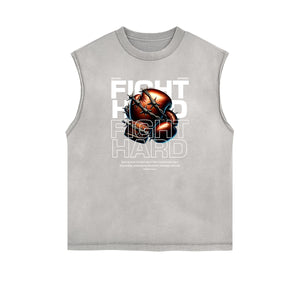 Sleeveless Faded Streetwear T Shirt-INNBLAC Fashion Apparel