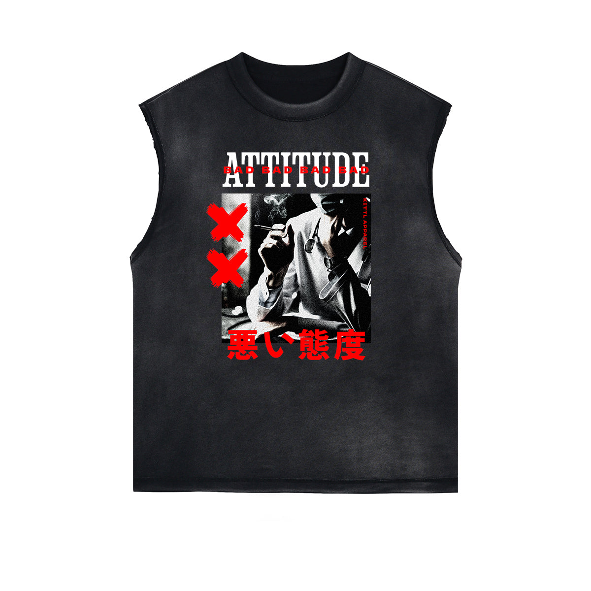 Black Faded Rebel Graphic Tank Top-INNBLAC Fashion Apparel