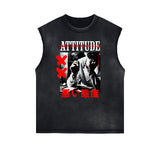 Black Faded Rebel Graphic Tank Top-INNBLAC Fashion Apparel