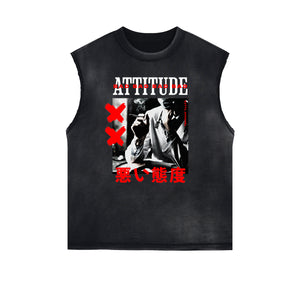 Black Faded Rebel Graphic Tank Top-INNBLAC Fashion Apparel