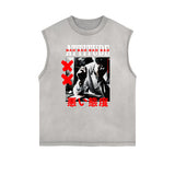 Sleeveless Faded Streetwear T Shirt-INNBLAC Fashion Apparel